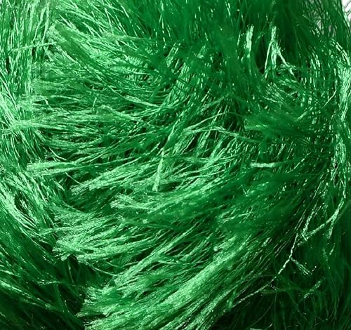 Image of Eyelash Fun Fur Yarn Premium 100% Polyester 164 Yds (150 Mt), 3.53 Oz (100 Gr) Colorful Crochet Yarn Dıy Hand Knitting. (Green, 1 Skein)