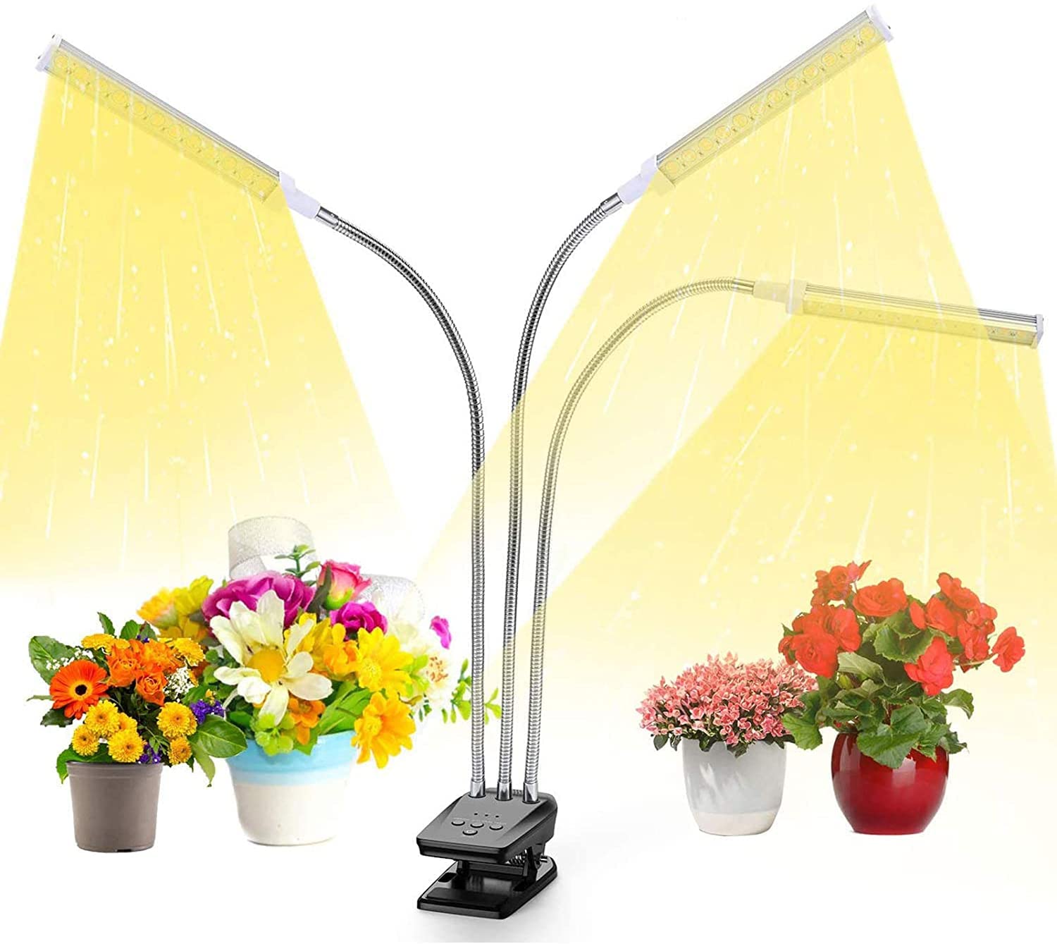 LED Grow Lights for Indoor Plants, Upgraded 144 LED Full Spectrum Plant Grow Lamp Light with 3 Heads 10 Dimming Level and Timer for Plants Seedlings Succulents,Auto Switch & 360° Adjustable Gooseneck