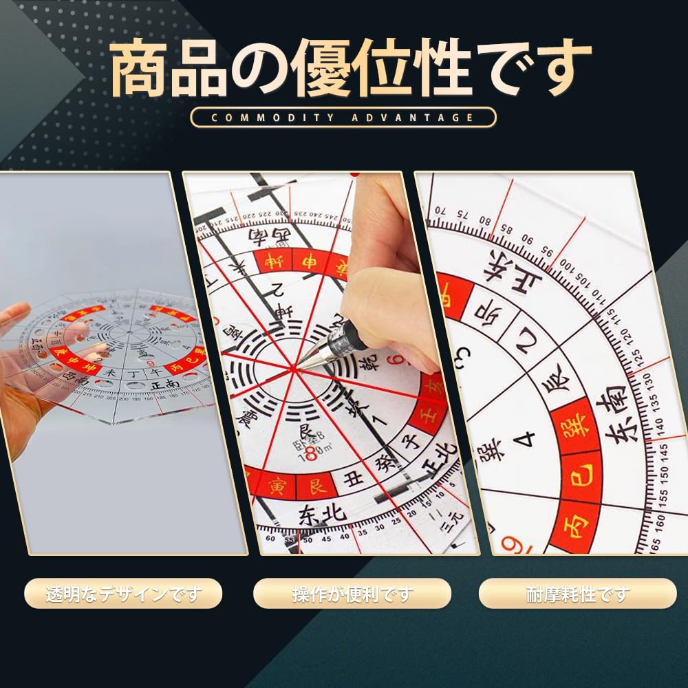 Amazon.co.jp: 方位分度器 全円分度器に東西南北 透明方位盤 8角形