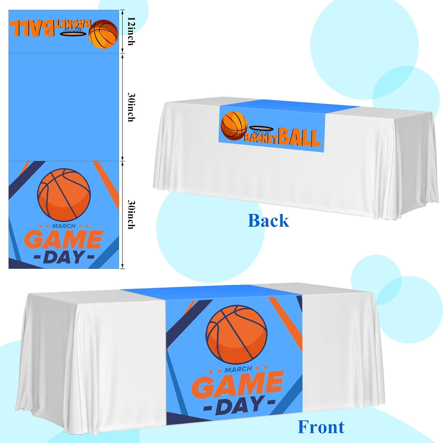 Custom Table Runner 13"x72" to 36"x72" with Business Logo, Personalized Tablecloth Customize withText Photo, Perfect for Parties, Trade Show Events, Weddings, Holiday Decoration