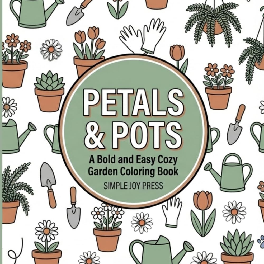 Petals & Pots: A Bold and Easy Cozy Garden Coloring Book (Simple Joy: The Cozy Calm Series)