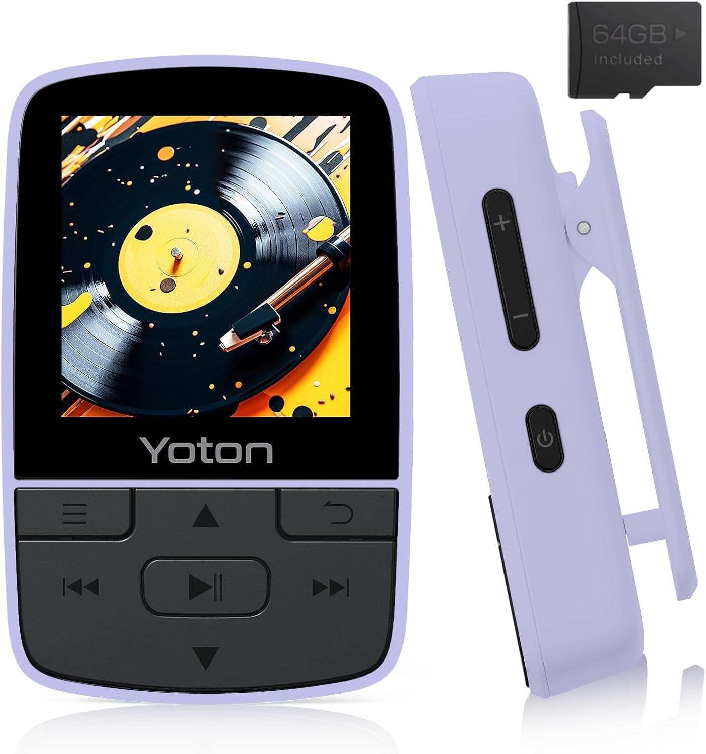 Bluetooth 5.2 MP3 Player, 64GB Portable Sports Music Clip, High Quality HiFi Audio, Independent Volume, FM Radio, with Headset, Supports up to 128GB, Viola