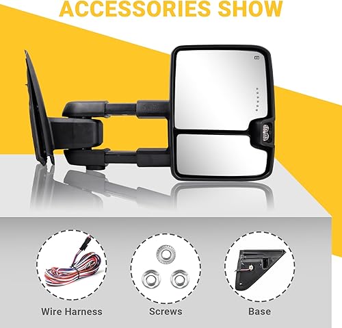 Miniatura 7 de Espejos de remolque para Dodge Ram 1500 2002-2008, Dodge Ram 2500 3500 2003-2009 con función de vidrio eléctrico calentado, luz de señal de giro,