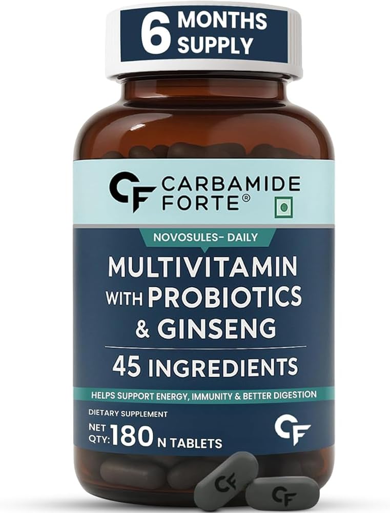 Carbamide Forte Multivitamin for Men&Women | Multivitamin with Probiotics & Ginseng | 180 Multi vitamin Tablets - 6 Months Supply
