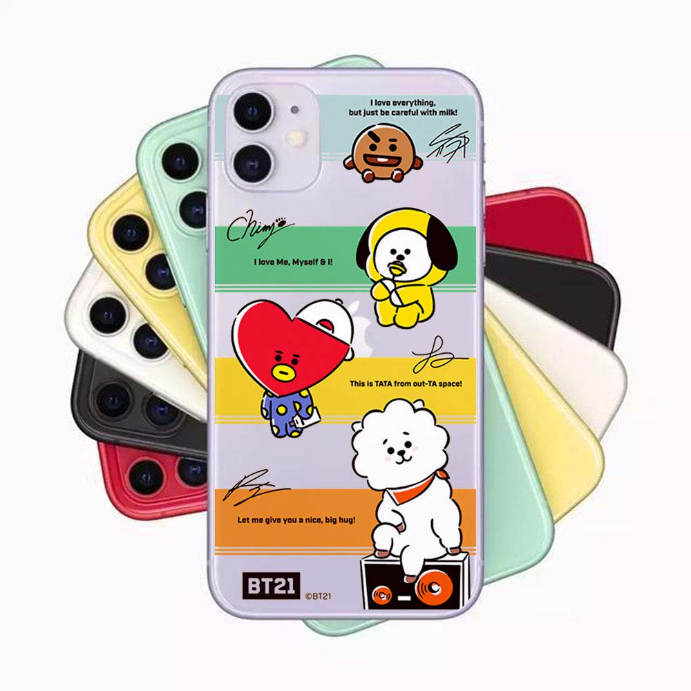 Bts Bt21 Shockproof iphone Case For iPhone 11 Pro Max XR XS Max 6S  Plus X Full Body Soft TPU Phone Back Cover (iphone11Pro,C)