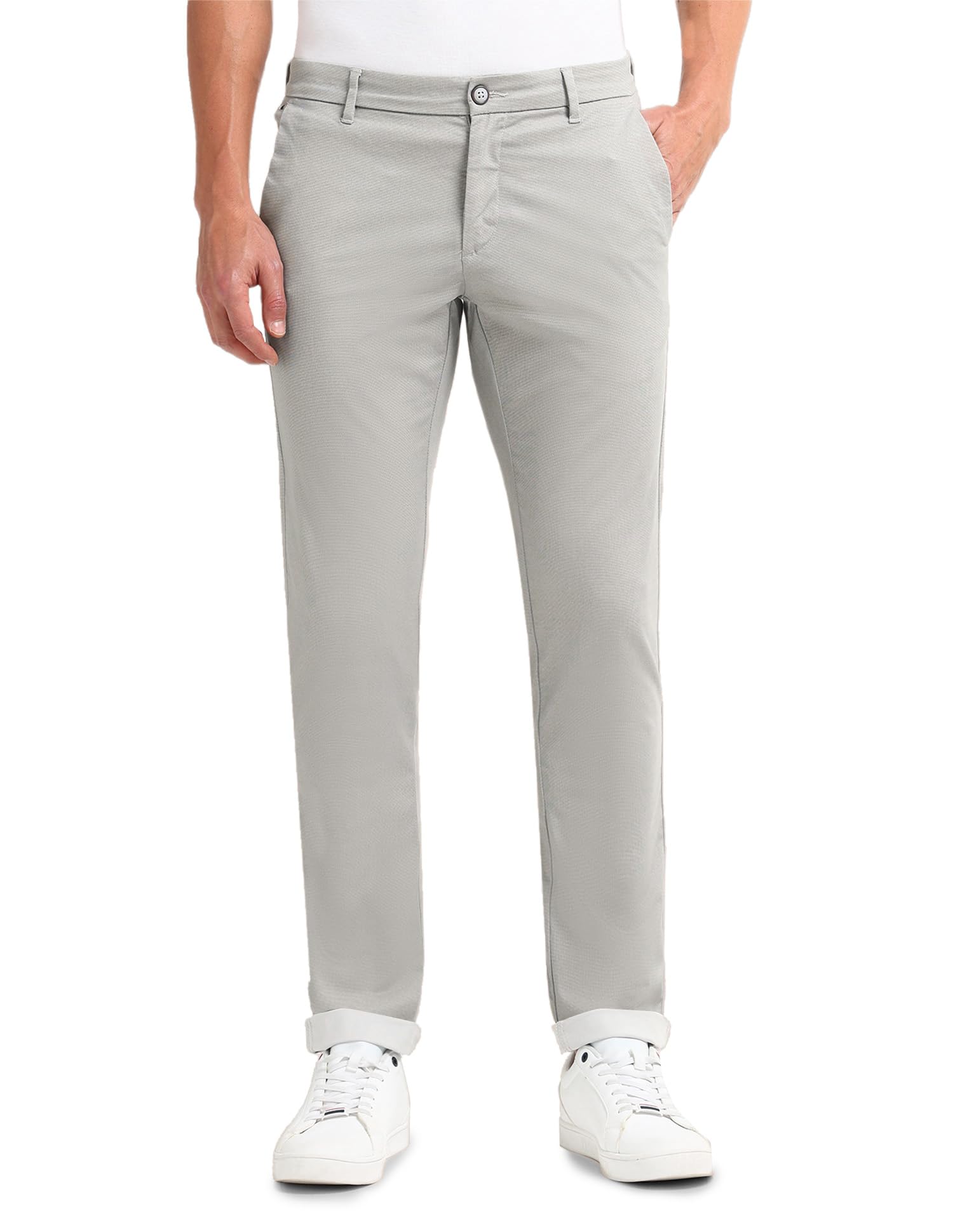 u.s. polo assn. Men's Solid Mid Rise Cotton Blend Button Fitted Flat Front Slant Pocket Pants-picture-46
