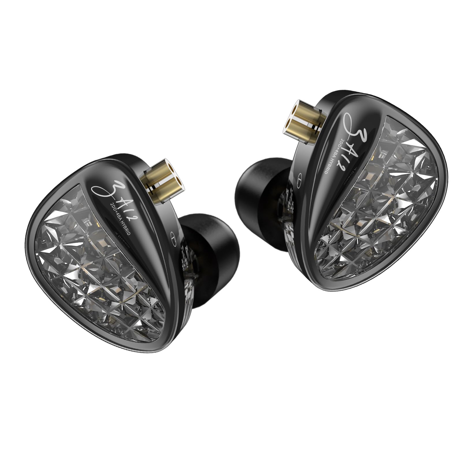 KINBOOFI KZ ZA12 - Auriculares con cable, 2DD y 4BA híbridos IEM, graves fuertes, auriculares de sonido estéreo con conector de 3,5 mm, auriculares con aislamiento de ruido, monitores intraurales de