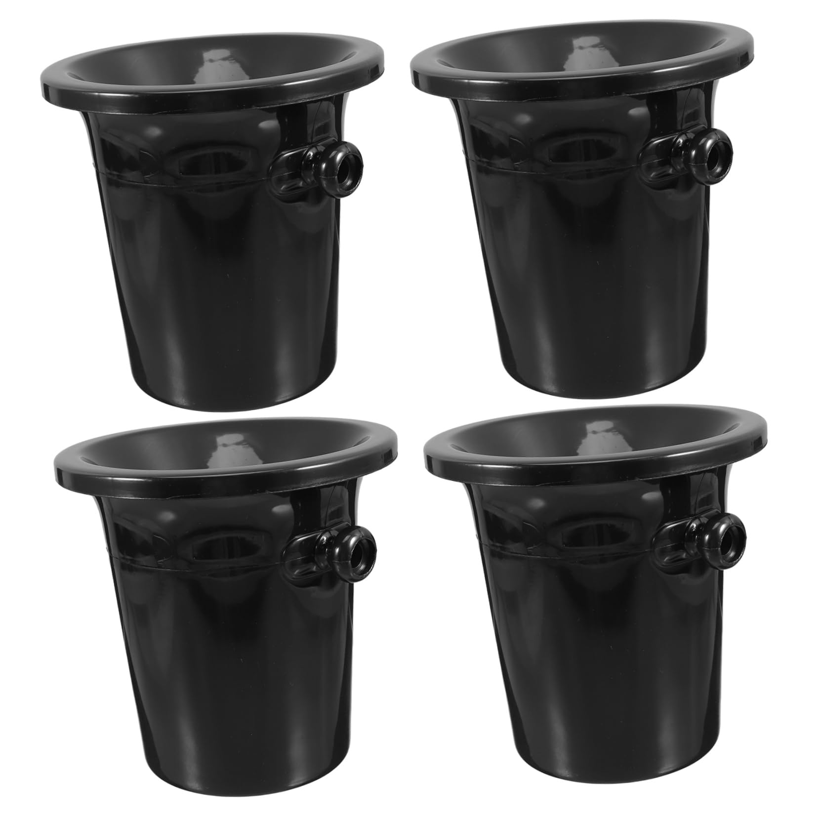 UKCOCO Escupitera para Cata de Vinos, Cubo Redondo de Plástico Negro 2 Asas, Estilo Occidental, 4 Piezas para Bares y Fiestas