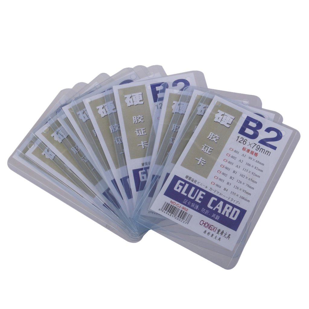GenericGeneric Imported 10Pcs B2 Clear Hard Plastic Badge Holder Card ID Protector Sleeve Pouch