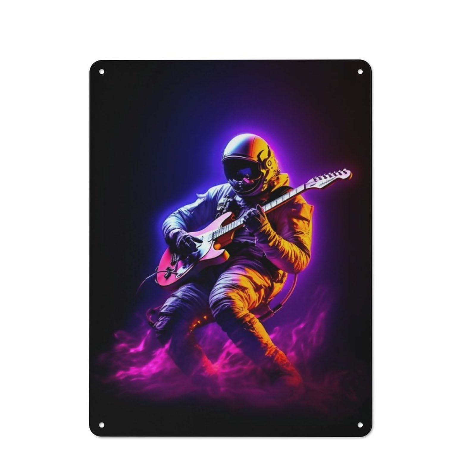 Astro Music Clean Industrial Metal Wall Decor 40x30cm, Decorative Metal Plaque for Workspace, Cafe, Hallway Or Garage
