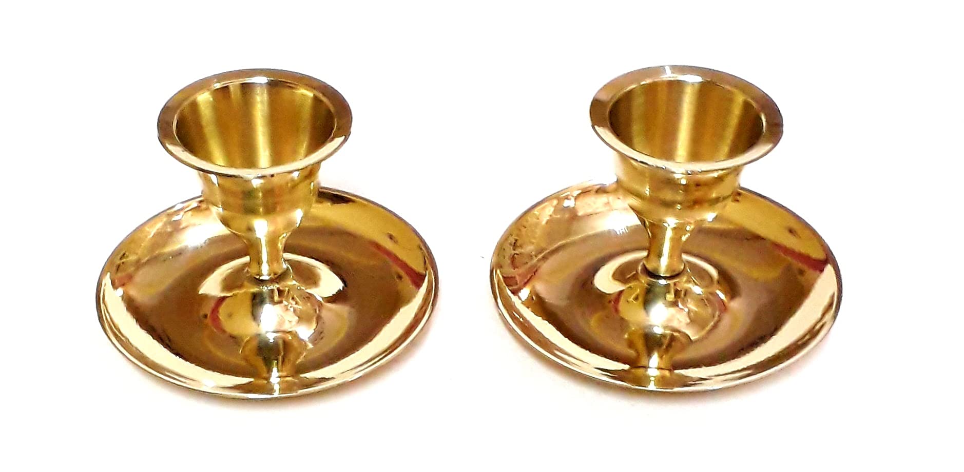 S.S TRADERS Pure Golden Brass Candle Stand Sampat (MB) No.1 Set of 2 pcs-image-12