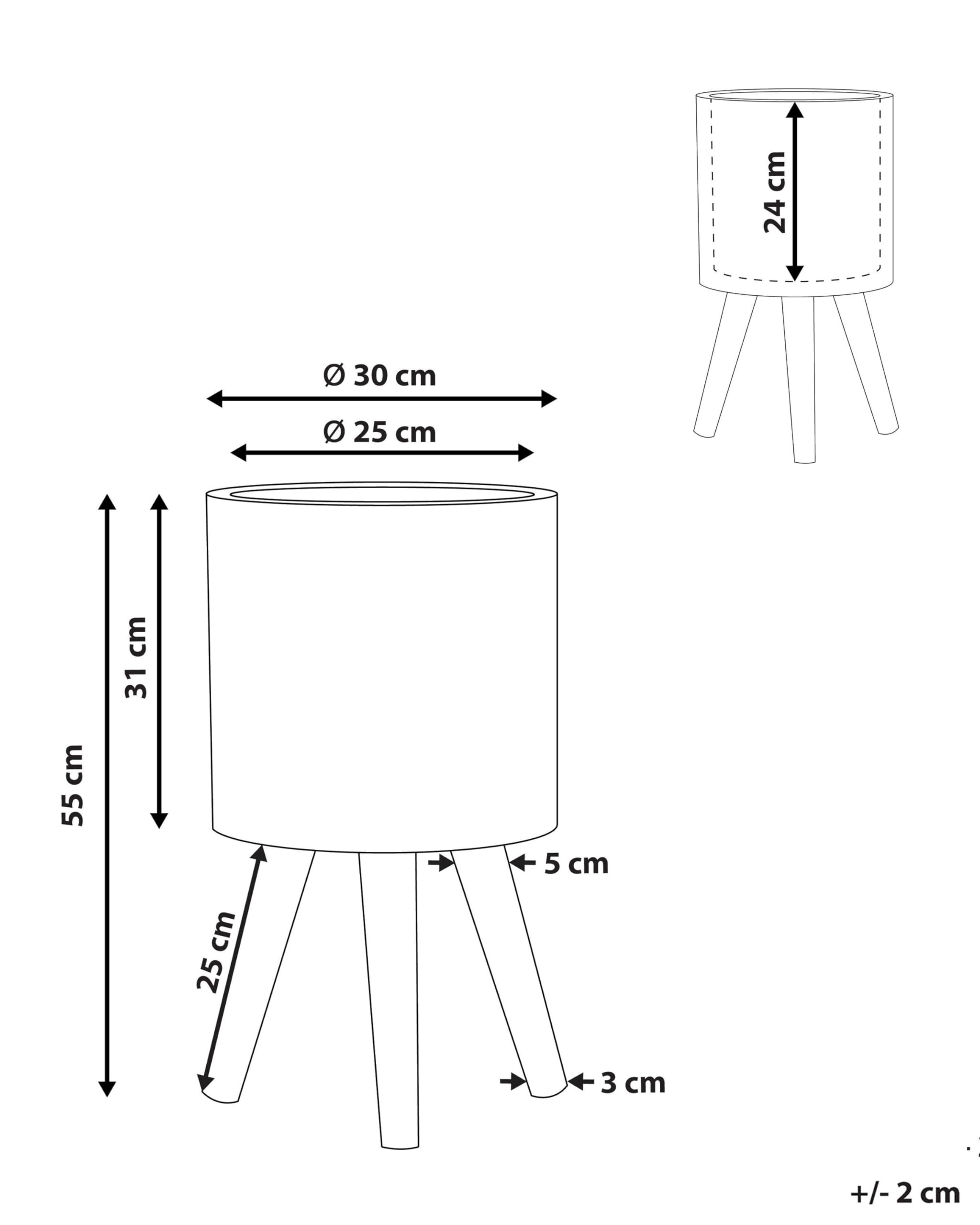 Runder Blumenbehälter in Hellbraun 3 Holzbeinen Elefantenmotiv ⌀ 25 cm Achilio