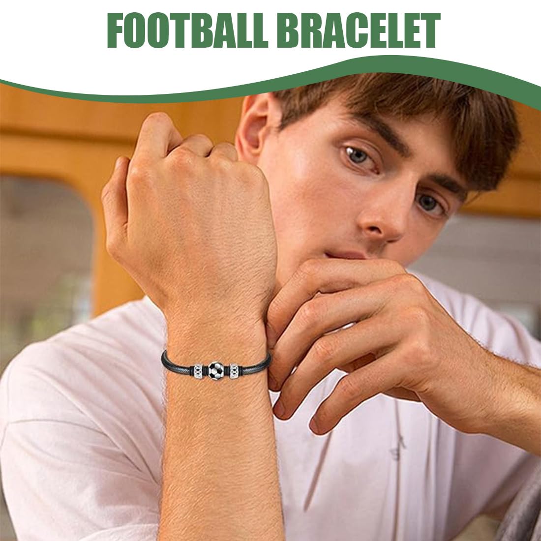 Pulsera de fútbol DWFEYOI para niño, regalo de cumpleaños Navidad 8-14 años