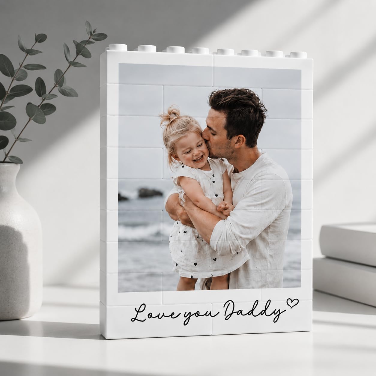 Custom Building Block Photo Gifts for Fathers Day, Personalized Picture Puzzle, Daddy and Me Building Blocks Keepsake for Papa Daddy, Gift for Papa Dad Gifts, Birthday Gift for Men Husband — image 1