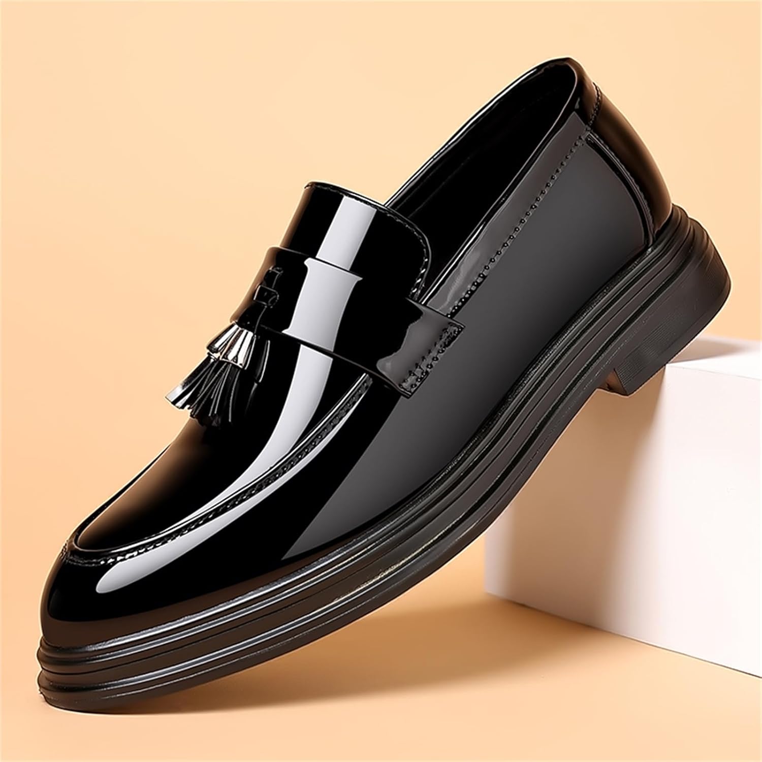 Men's Tassels Patent Leather Penny Loafers Fashion Formal Business Casual Slip On Dress Shoes for Mens - Image 7