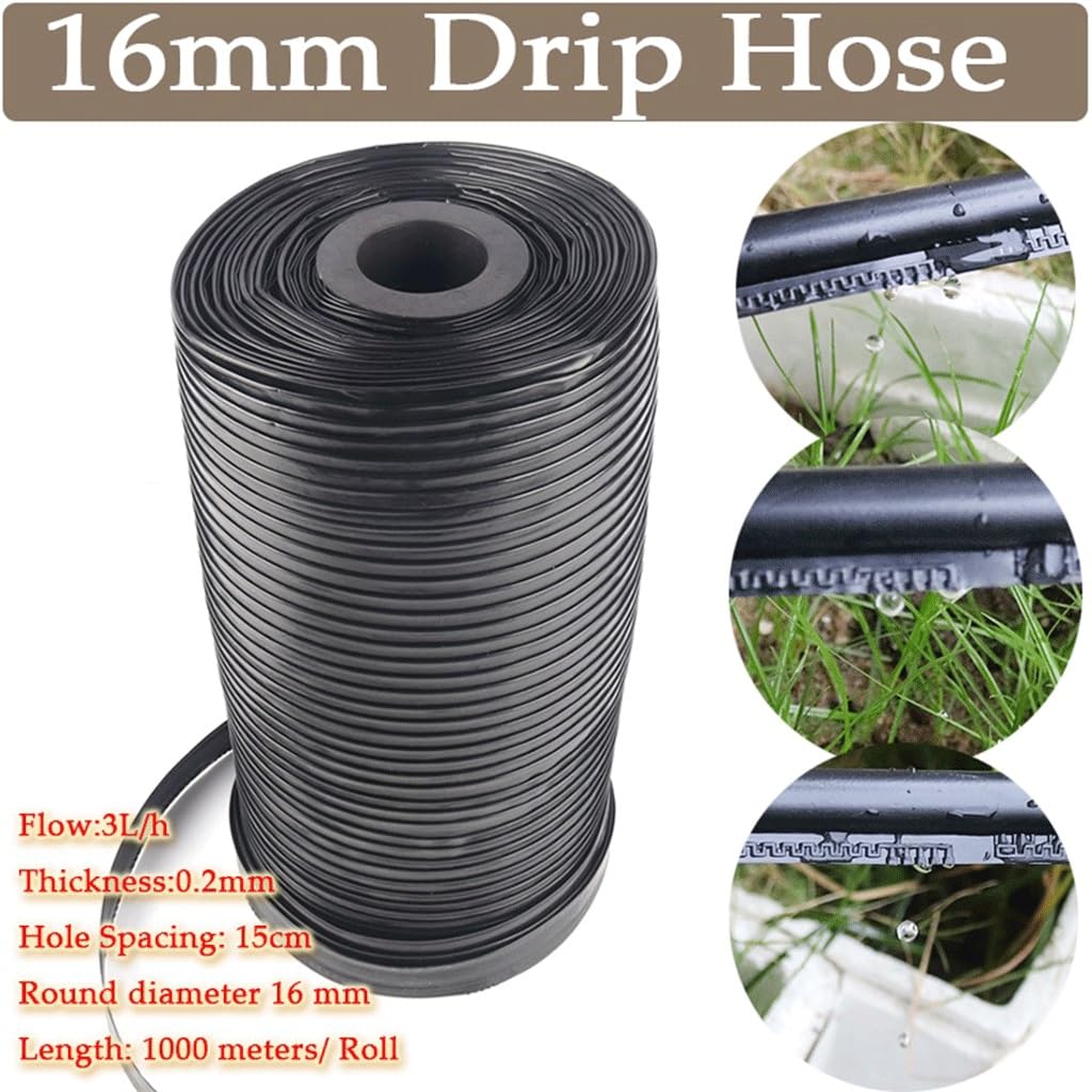 Cinta de riego por goteo, Cinta plana de goteo de laberinto de una sola hoja, 16mm, 0,2mm, 15cm, 2L/H, invernadero de jardín(100m)