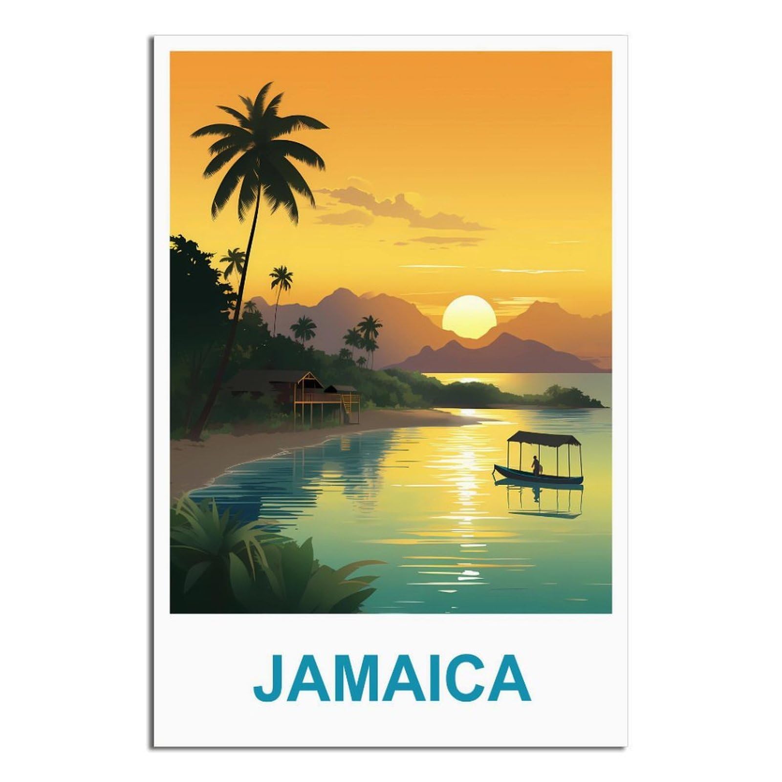 SLJGINEU Jamaica Vintage Travel Posters Tree 08x12inch(20x30cm) Canvas Wall Art Print Modern Painting Poster for Living Room Decor