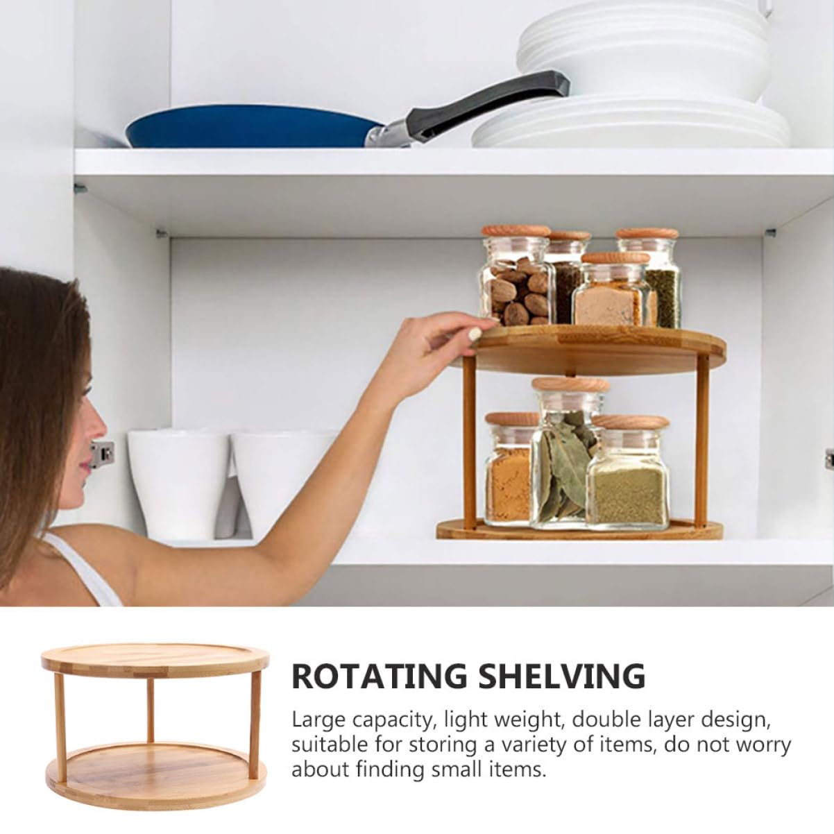 PRETYZOOM Estante De Especias De Bambú Giratorio Organizador De Cocina Para Especias y Condimentos Para Encimera o Mostrador