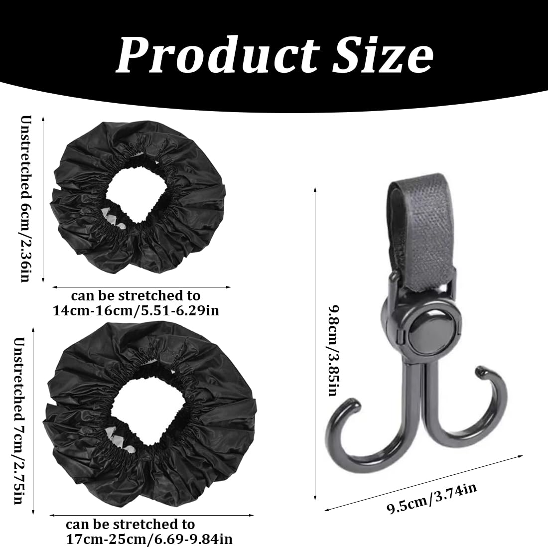 4 Pcs Copriruota per Passeggino Copriruota in Tessuto Oxford, Copertura Protettiva Per Passeggino, Accessori per Passeggino, Coperture Di Protezione Ruote Antipolvere con Agganciare
