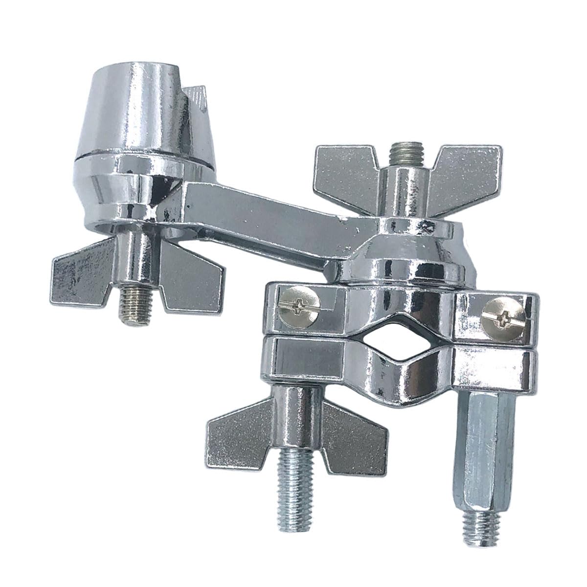 Rotating Multi Clamp Compact Double Drum Clamp Metal Extension Clamps for Cowbell Cymbal Holders Percussion Tom Mounting Arms Fit 3/8'' to 5/8