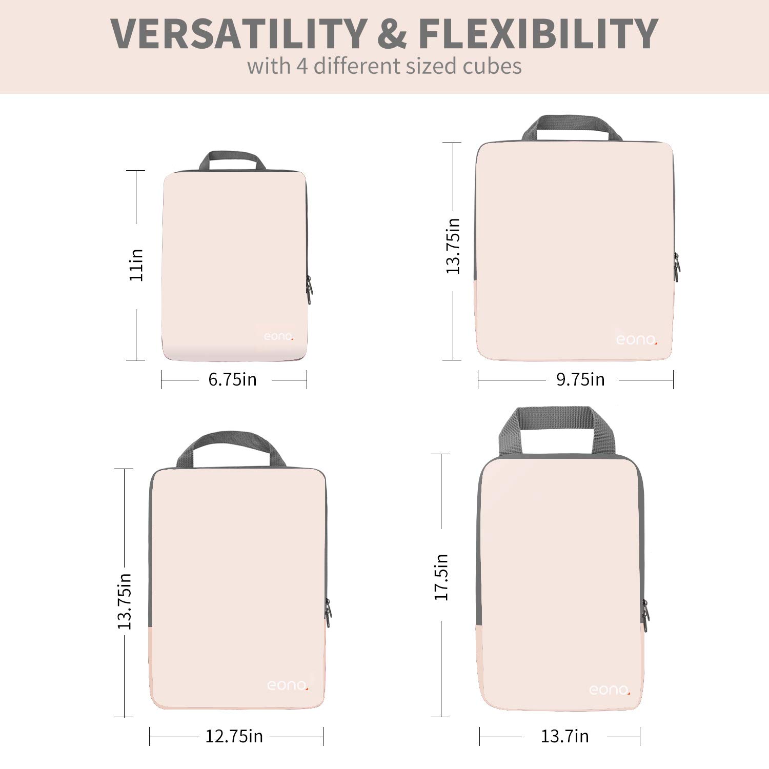 Eono Organizzatori da Viaggio a Compressione, Organizer Valigia Set, Cubo di Viaggio, Cubi di Imballaggio, Compression Packing Cube