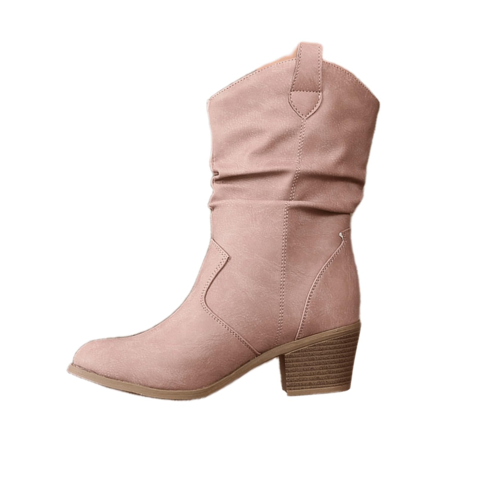 Cowboy Boots For Women Mid Calf Low Heel Cowgirl Comfortable Slouchy Western Boots for Country Concert Wedding Daily