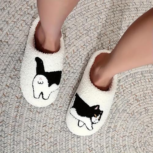 Image of Cute Animal Slippers for Women Man Cartoon Animal Slippers for Woman Fuzzy Memory Foam Winter Warm Fluffy Shoes