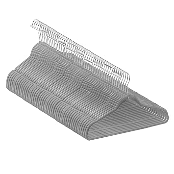 Velvet Hangers, Sturdy and Space Saving Hanger. Grey (Charcoal). 50 Pack