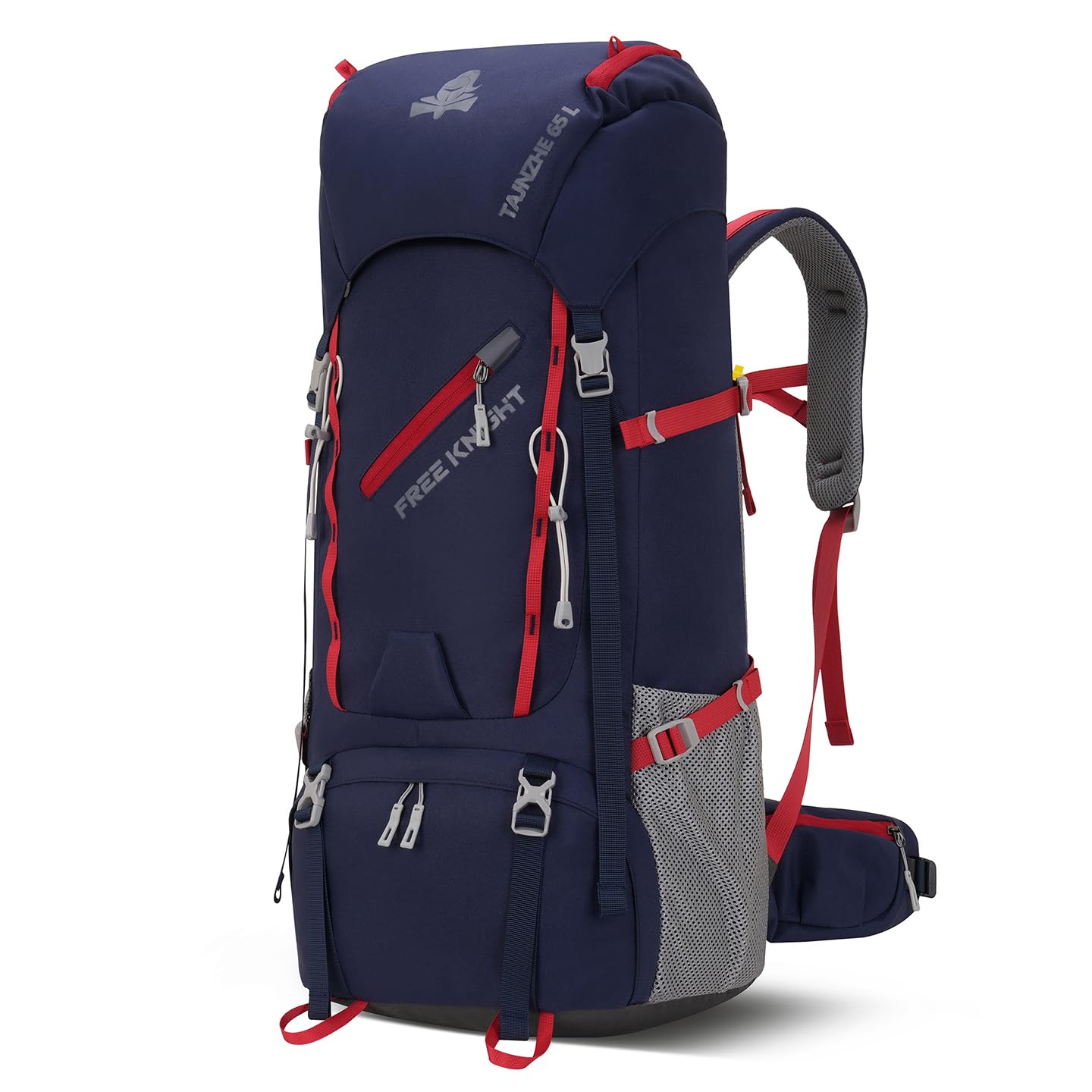 Bseash 65L Waterproof Hiking Camping Backpack with Rain Cover, Outdoor Sport Travel Daypack for Climbing Touring (Navy Blue)