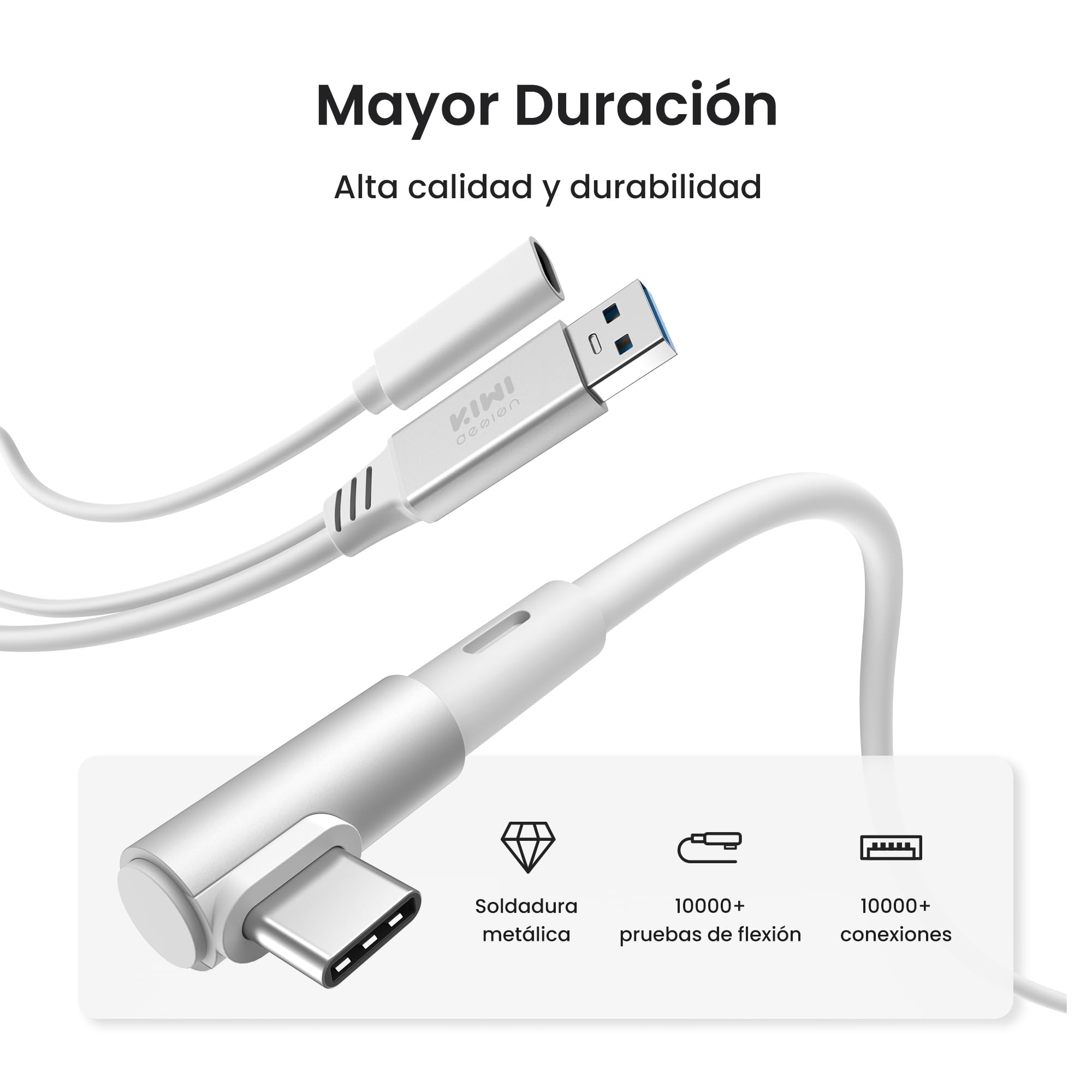 KIWI design Cable Link con Carga 5M Compatible con Meta Quest 3s Quest 3 Quest 2/Pro/Accesorios Pico 4 y PC/SteamVR, Cable USB 3.0 a USB-C Link con Super Rápida 5 Gbps, para Juego Prolongado
