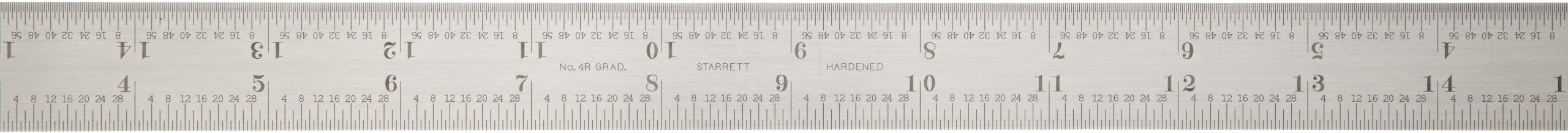 Starrett B18-4R - Hoja cuadrada combinada con graduaciones de pulgadas, juegos y protractor biselado, acabado normal, graduación 4R, ancho de 2,54 cm, grosor de 0,95 cm, tamaño de 45,7 cm