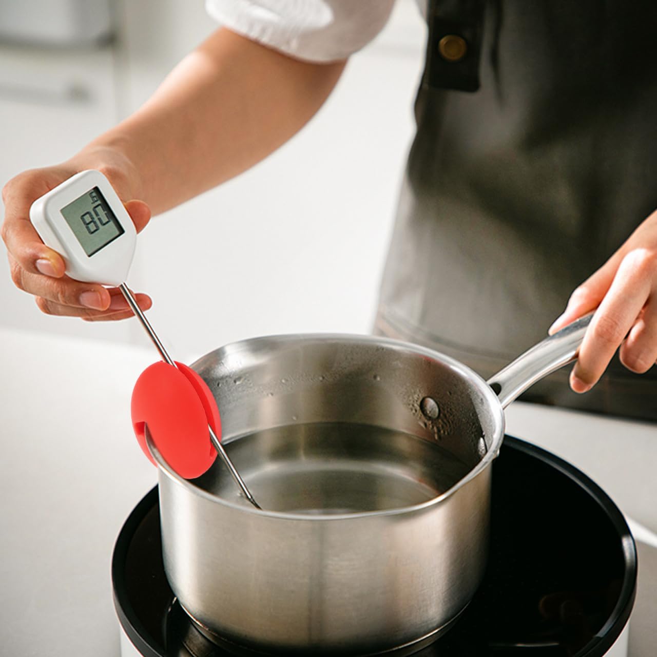 MAGICLULU Lot de 2 pinces en silicone pour thermomètre de casserole pour la fabrication de bonbons, friteuse, confiture, pince pour une mesure facile