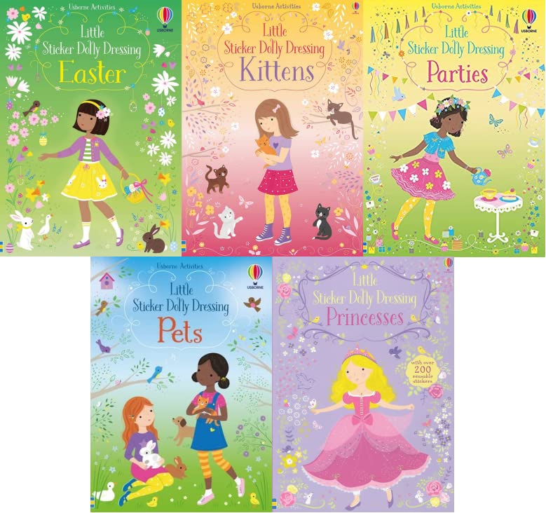 Usborne Little Sticker Dolly Dressing 5 books collection set for kids (Easter, Kittens, Parties, Pets, Princesses) image 4
