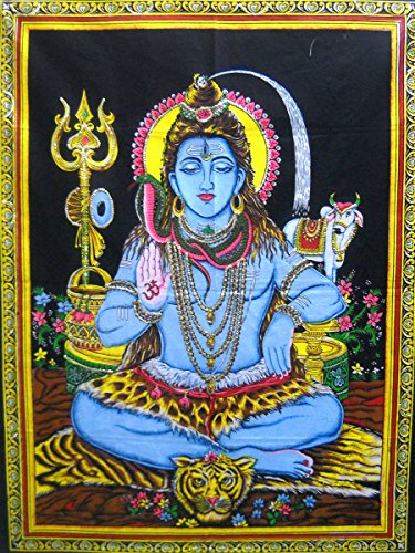 Crafts of India Lord Shiva sequins Cotton Wall Hanging Painting : Size 43