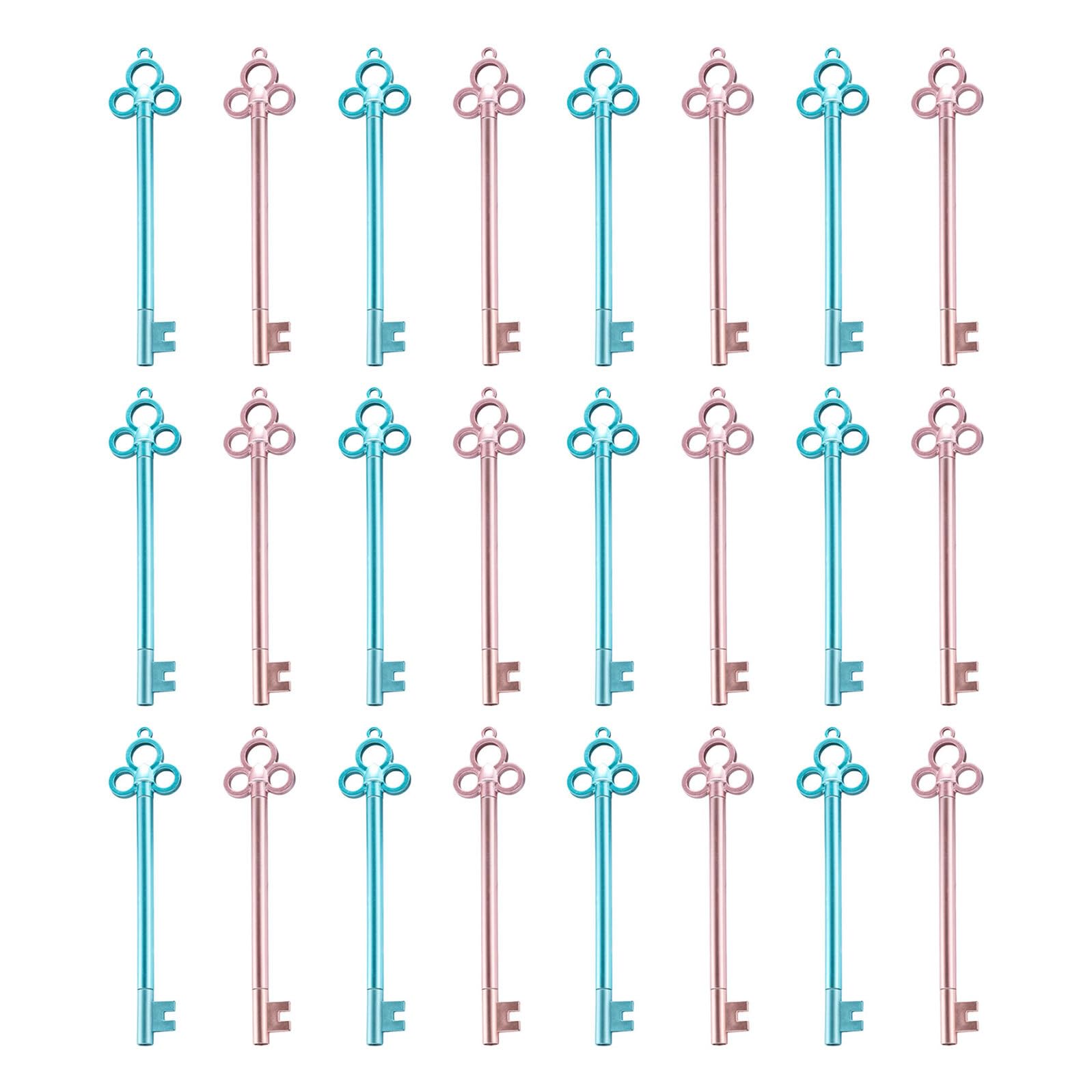 40 Pezzi Set da 40 Penne Gel a Sfera 0,5 MM a Forma di Chiave Blu e Rosa, Penne Decorative Retrò per Scrittura Scorrevole, Cancelleria Creativa per Scuola e Ufficio, Regalo per