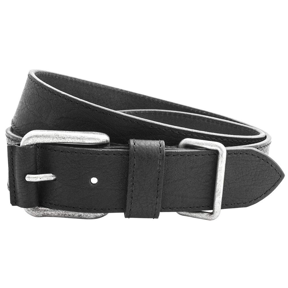 Sophos Men's Black Full Grain Leather Belt With Metal Keeper: (Xl)