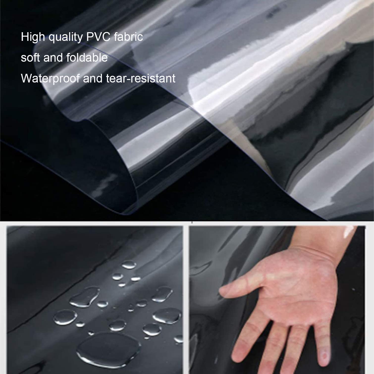 Plane Wasserdichte Transparente,PVC Vordächer Klare Kunststoffplane mit ösen,Faltbare 0.35mm Wetterfeste Abdeckplane,für Gartenmöbel,Pflanzenschutz Regen-Vorhänge,Anpassbar (2x3m(6.6x9.8ft))