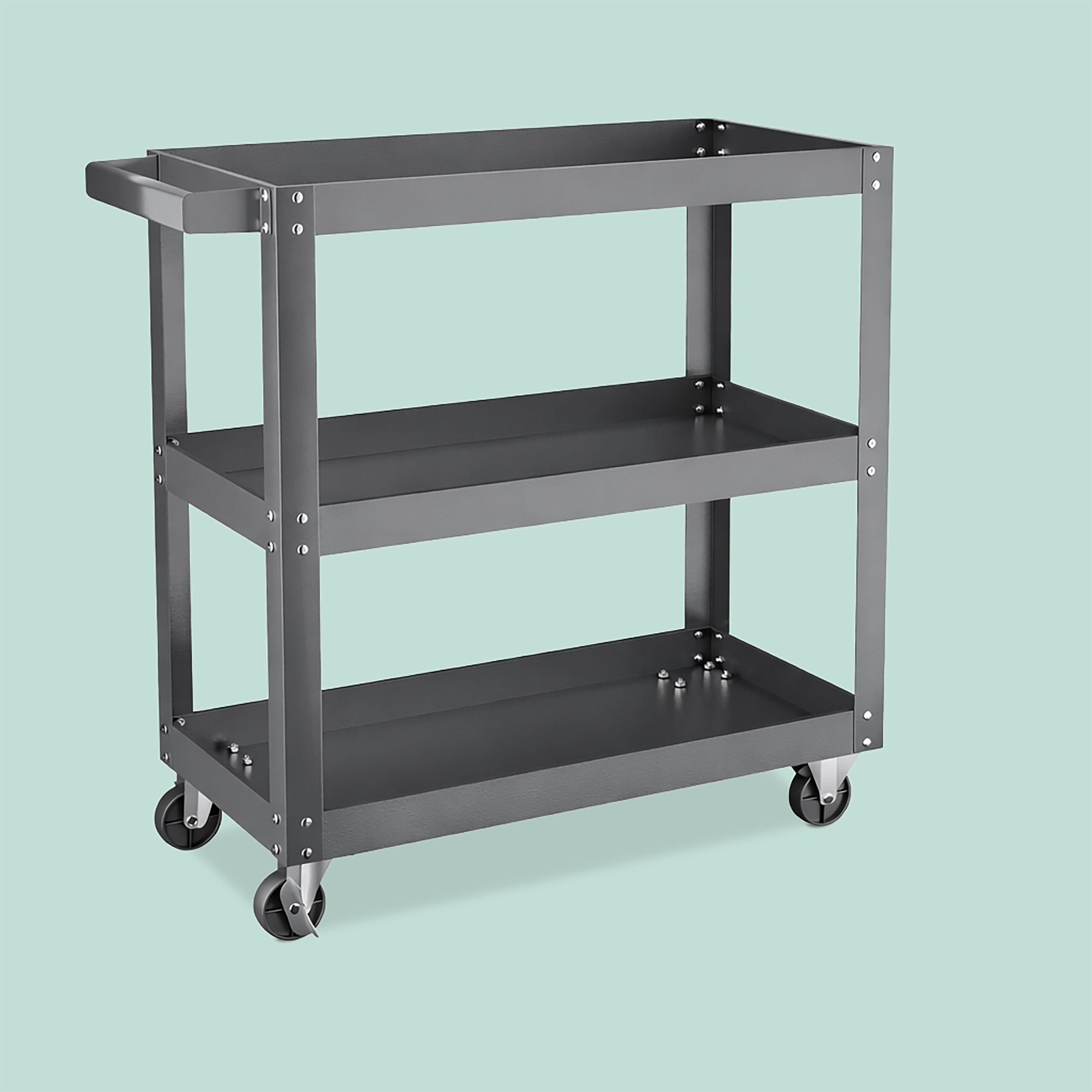 Relaxdays carrello portautensili 3 ripiani, mobile, grigio | Portata fino a 100 kg, 76x78x35 cm