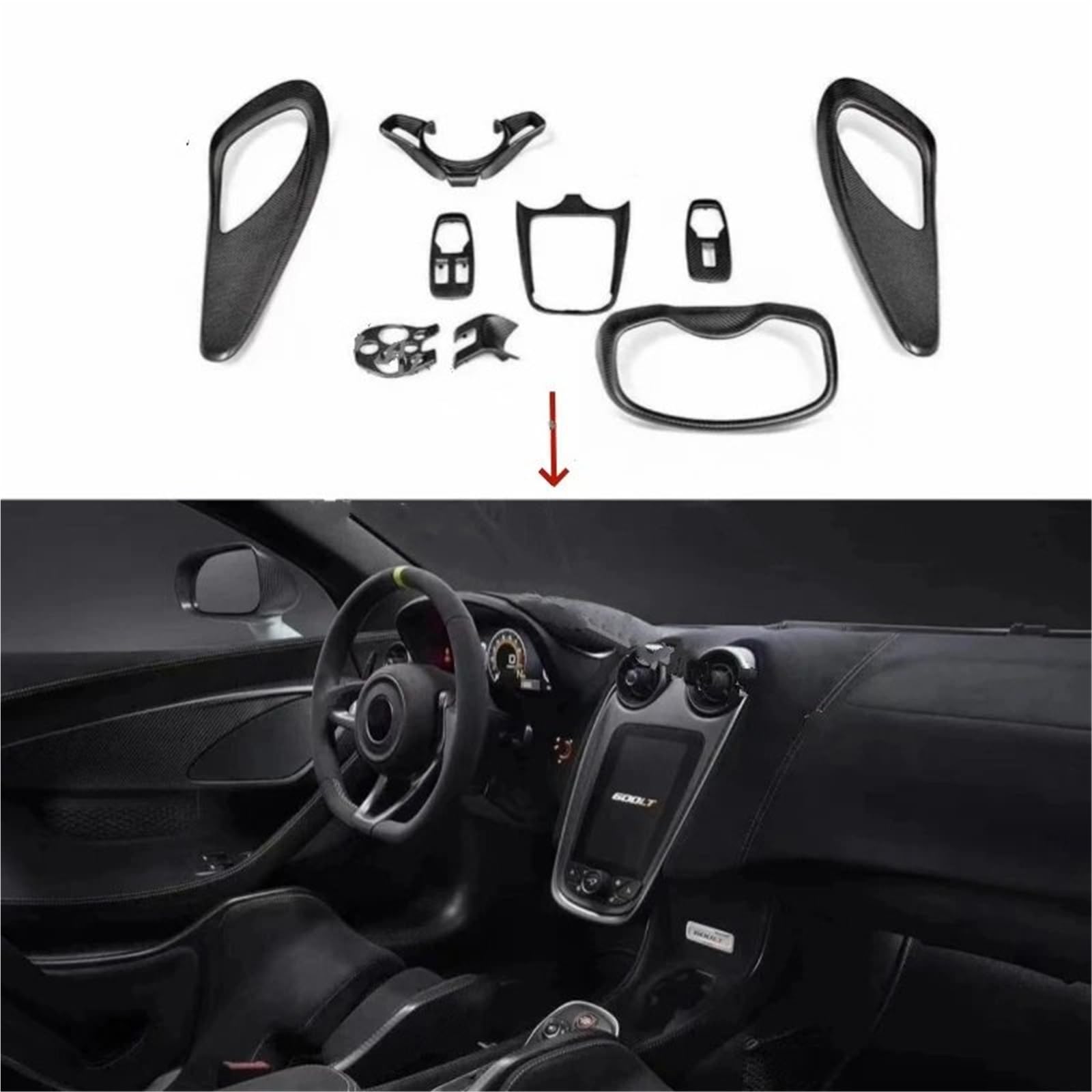 Folia na panel‌ Okleina skrzynia biegów‌ Styl OEM Styl samochodu Wnętrze Konsola środkowa Kierownica Panel drzwi Pasuje do McLaren 570S 540C Wykończenia wnętrza Dekoracja