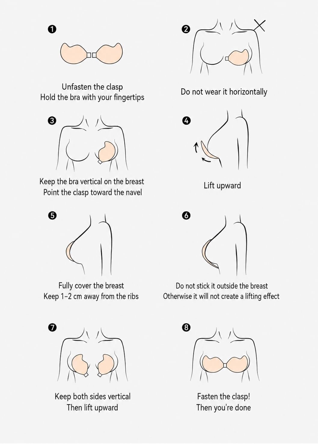 Sticky Bra for Women, Breathable Reusable Adhesive Push Up Bra with Double Clasp Lift, Invisible Backless Bra