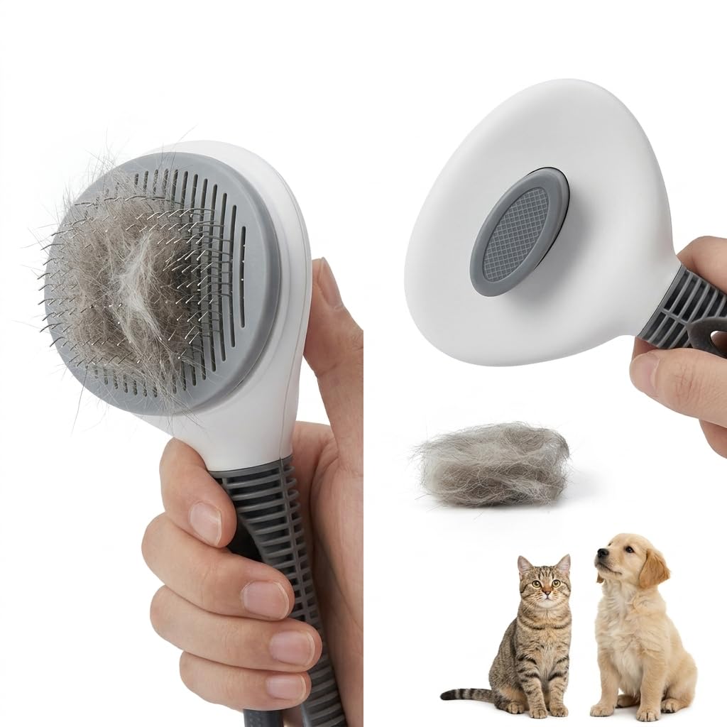 Pet Hair Remover Brush for Dogs and Cats – One-Push Deshedding Grooming Tool, Gentle on All Coat Types, Reduces Shedding Around Your Home