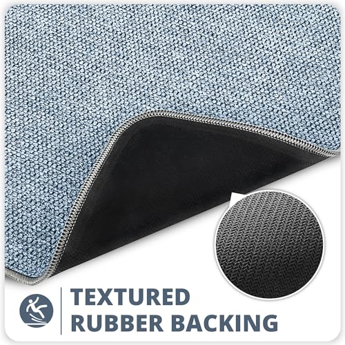 Image of Bosap Bath Mat,Ultra Thin Bathroom Runner Rugs,Large Bath Mats for Bathroom,Quick Dry,Non-Slip,Machine Washable,Low Pile,Bath Rug,Shower Outside,Sink,Home Decor Accessories.Blue,3'x6'(36x72inch)
