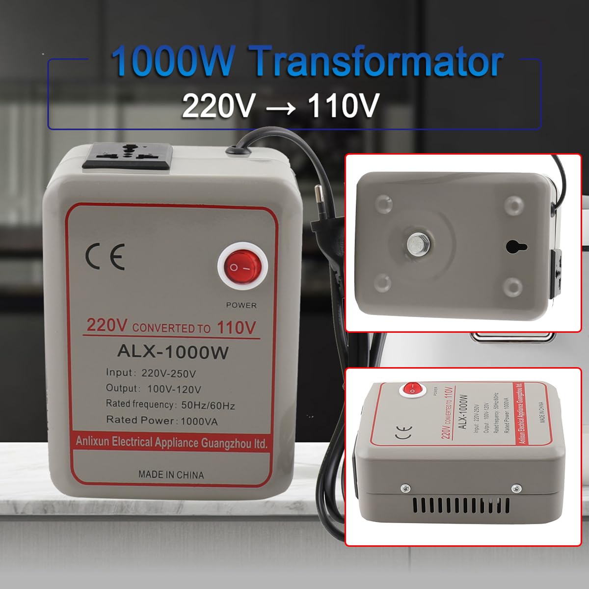 Trasformatore di tensione da 1000 W, 220 V a 110 V, convertitore trasformatore, convertitore 1000 VA step down