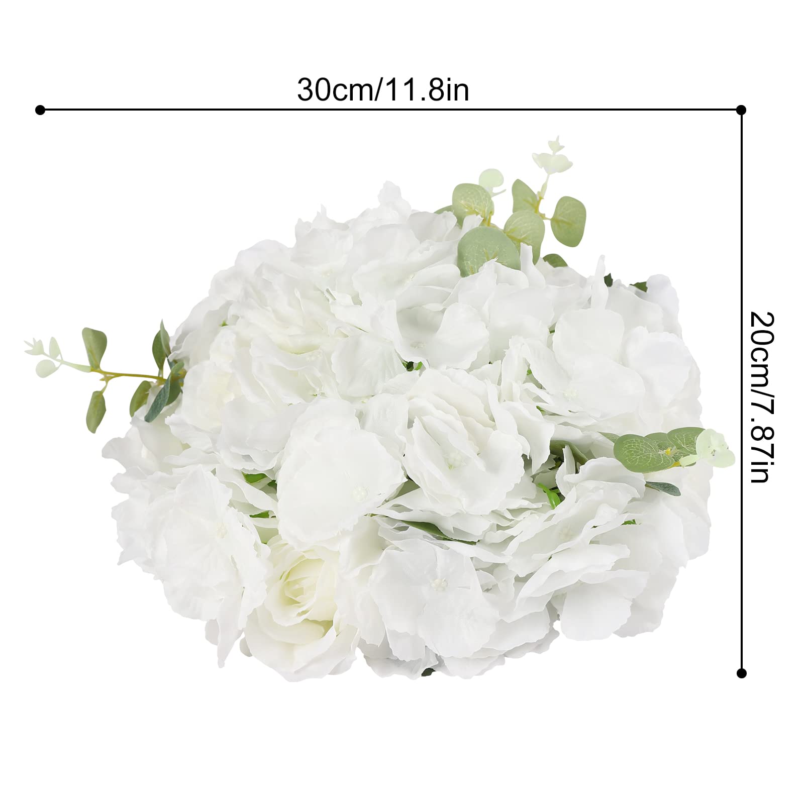 Bola de flores artificiales, 10 unidades, bolas de flores para centros de mesa, flores artificiales, rosas blancas y verdes y hortensias, arreglo de bolas de flores para decoración de bodas, bolas de