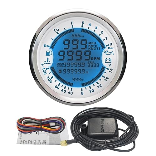 ELING Medidor multifuncional GPS, velocímetro tacómetro hora, temperatura del agua, nivel de combustible, voltímetro de presión de aceite, 12 V,