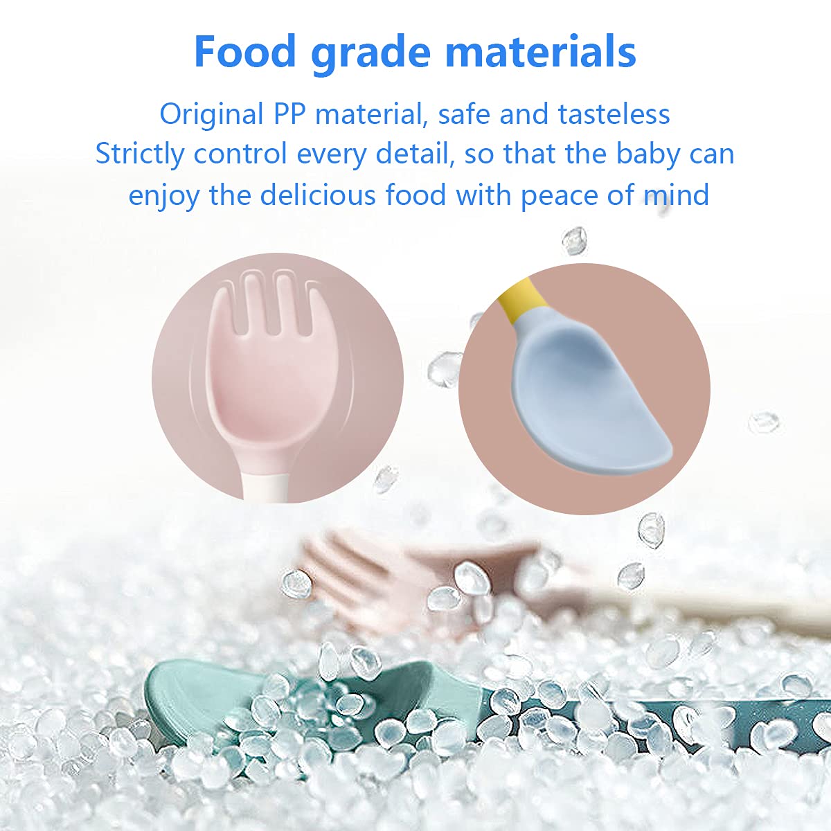 2 Piezas, Cubiertos de Cuchara y Tenedor de Polipropileno, Flexibles, Ergonómicos, Apto para Lavavajillas, para Entrenamiento de Alimentación Infantil