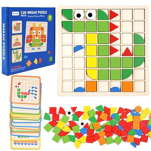 120 Pieces of Elderly Wooden Matching Puzzle Games, Classic Geometric