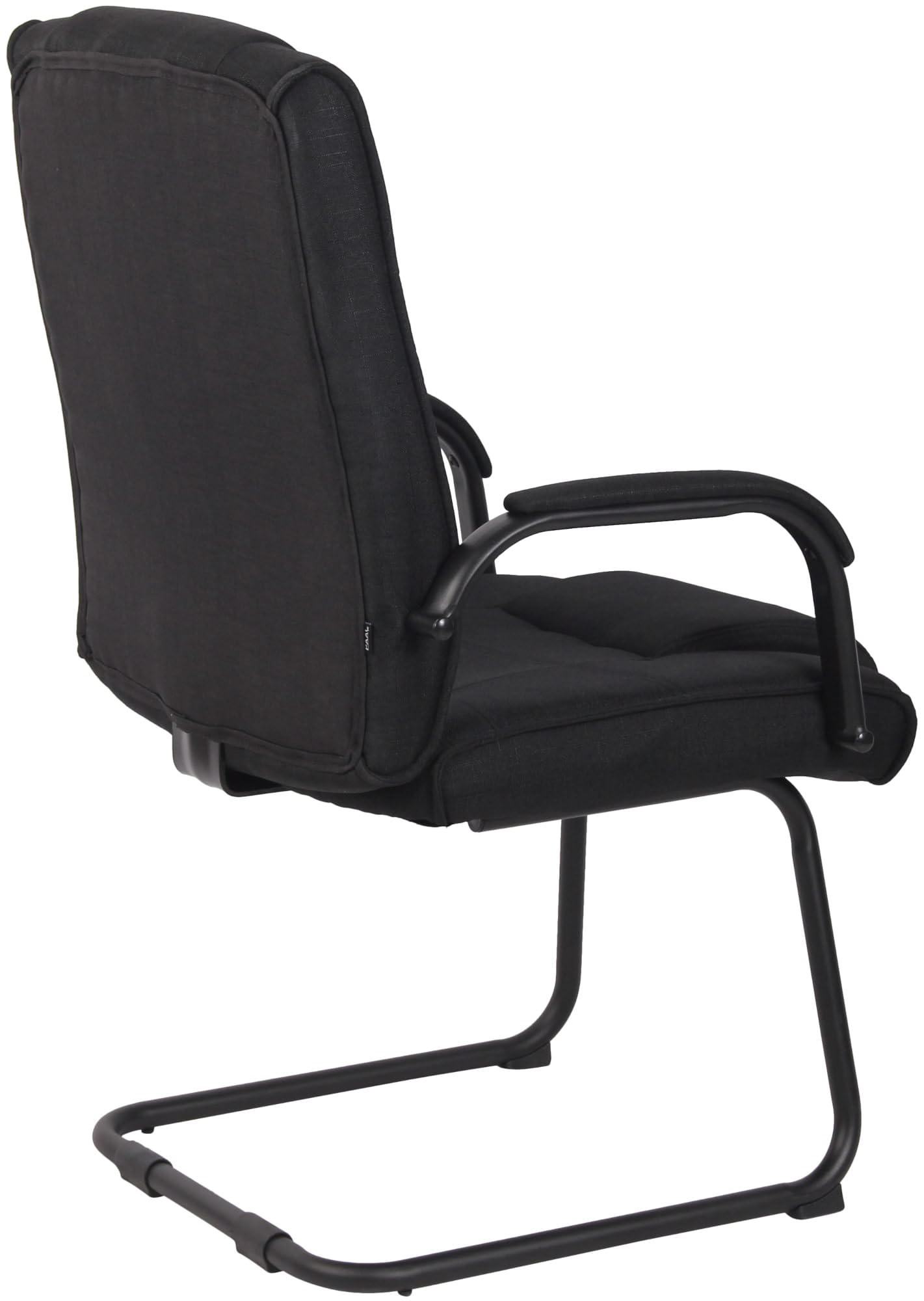Silla Cantiléver Attila Tapizada en Tela con Base de Metal y Reposabrazos, Negro