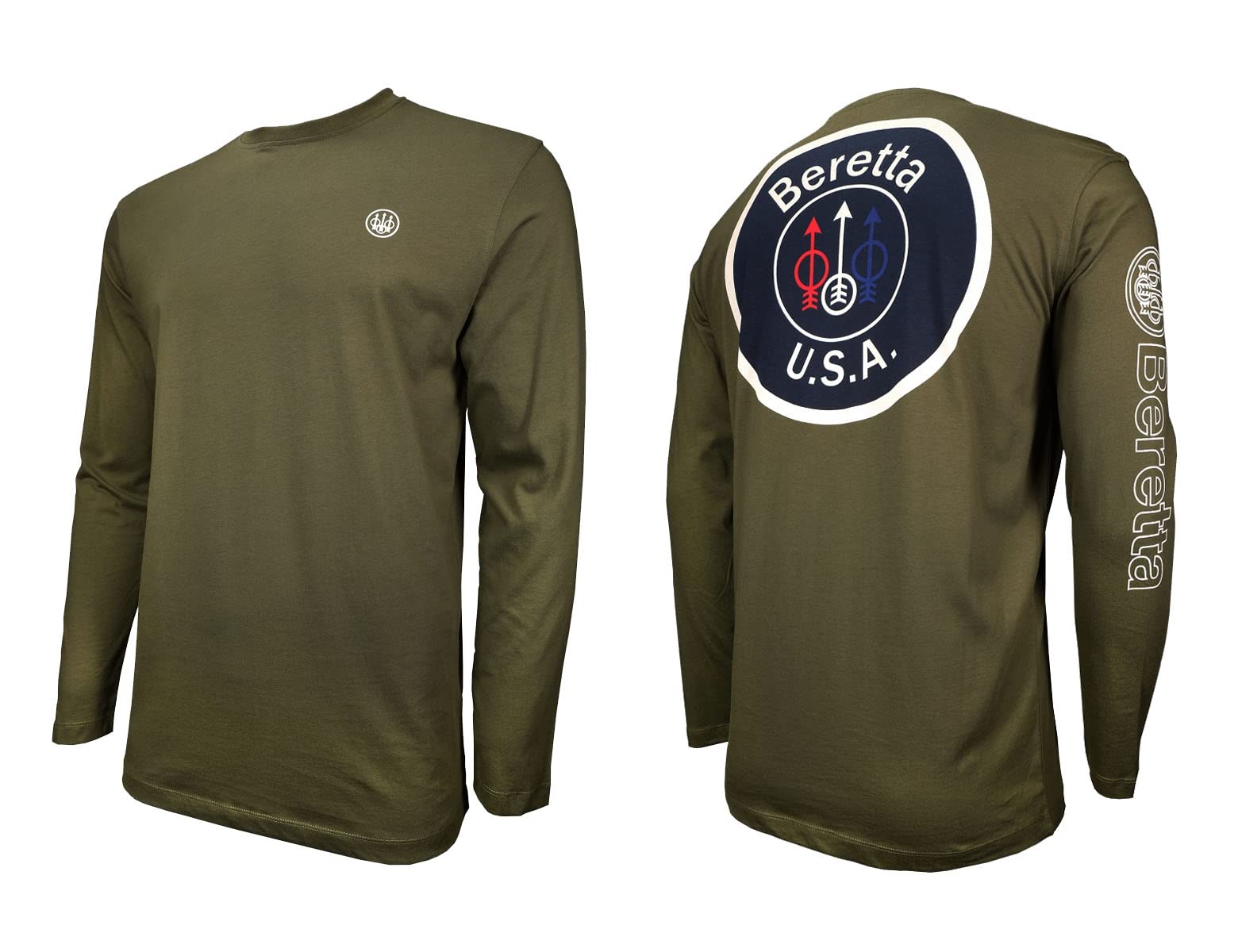 BERETTA T-Shirt da Uomo in Cotone A Maniche Lunghe Vintage con Logo USA Maglietta
