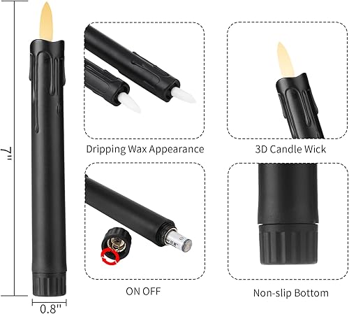 Miniatura 10 de YBU Velas cónicas sin llama con control remoto de 7 pulgadas, velas LED con temporizador de luz parpadeante, atenuador, velas de ventana a pilas